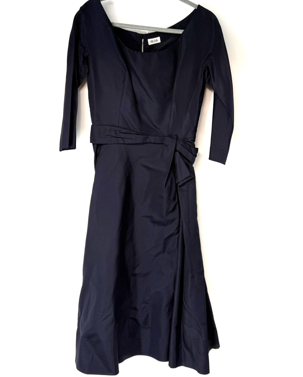 VTG Karen Stark for Harvey Berin Midi Dress Women S M Black 3/4 Sleeve Fit Flare